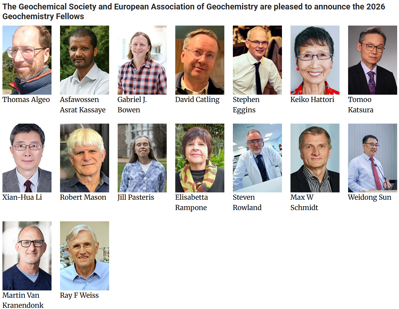 地空学院校友李献华院士和孙卫东研究员当选国际地球化学学会会士